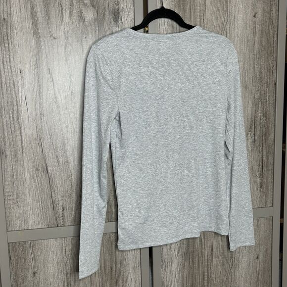 Gap Long Sleeves T Shirt Sz S Metallic Silver Holiday Stretch Light Gray - Picture 5 of 5